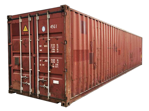 Used red 40-foot shipping container